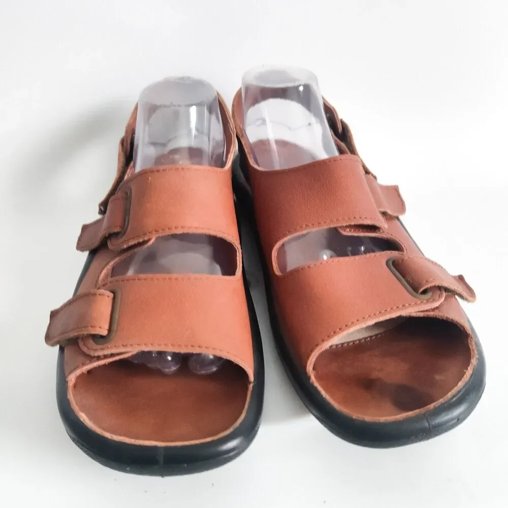 Hammacher Schlemmer Sandals 11.5 - 12 EU Size 46 Walk On Air Leather Strap Brown